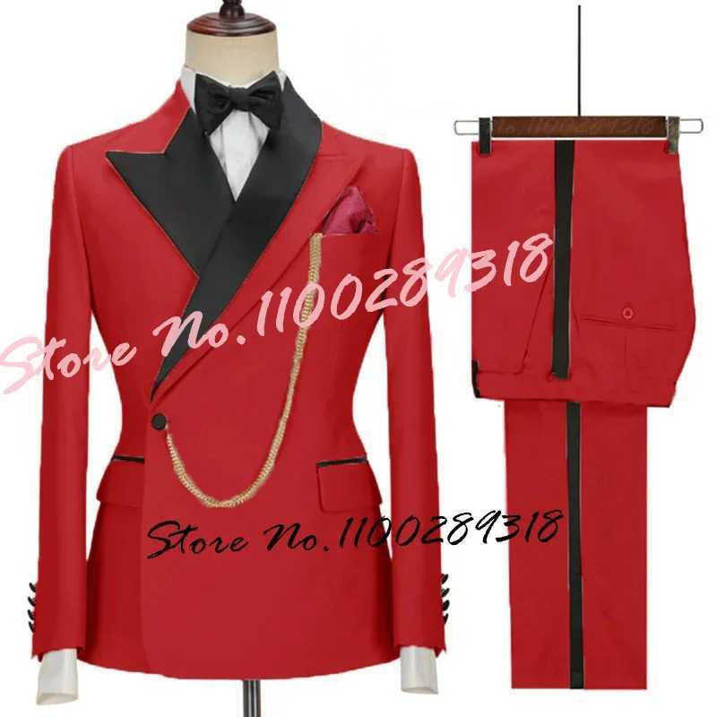 2024 Latest Designs Luxury Men Suit Set Slim fit Groomsmen Groom Wedding Dress Tuxedos Costume Homme Mariage 2PCS(Blazer+Pants) W241216