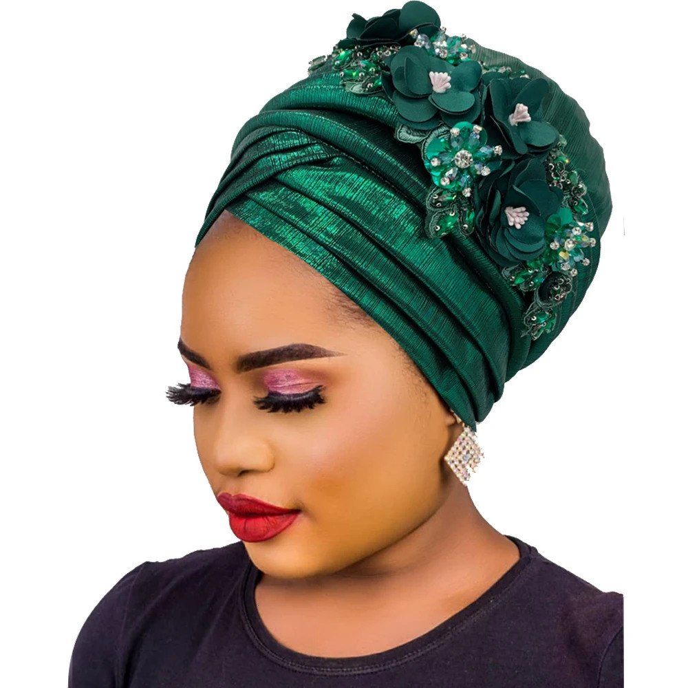 2024 African Womens Hat Nigerian car gel headband has been made wedding gel womens headband inlaid with diamond flowers 241216