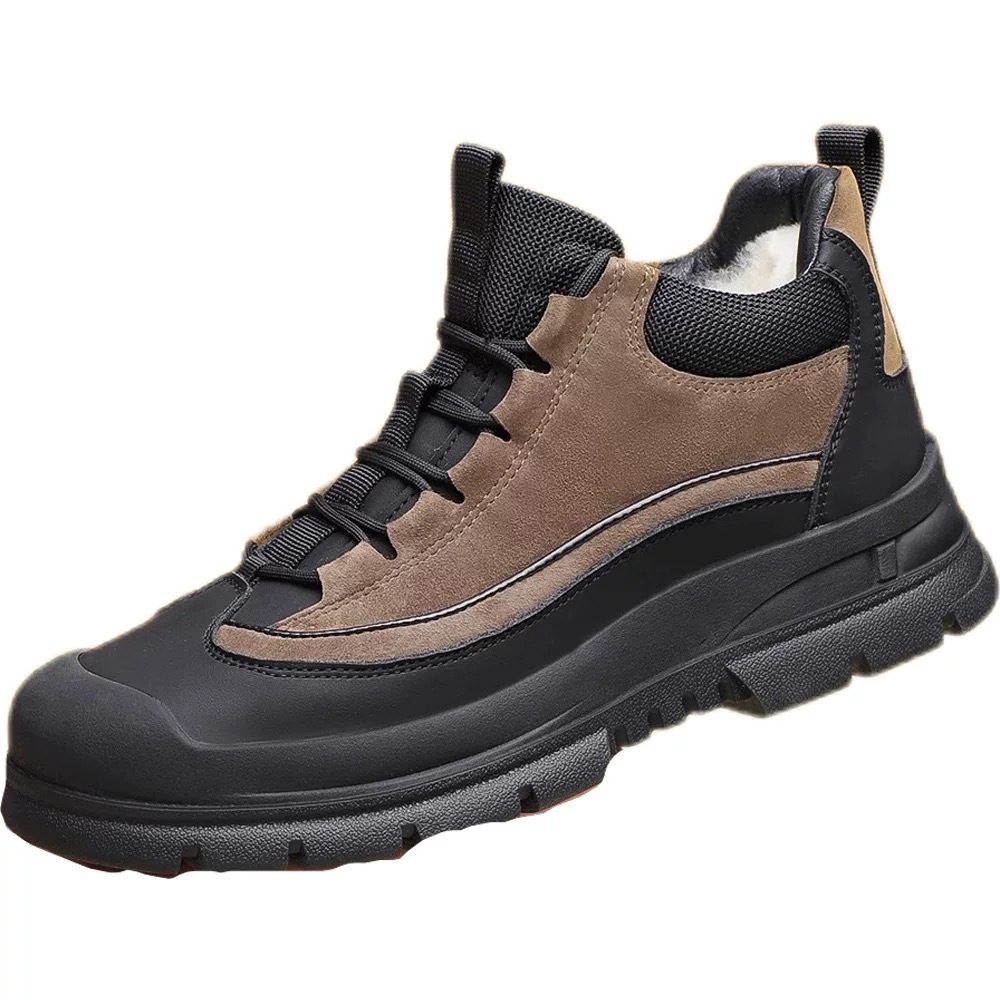 Men Sports Shoes Fashion High-top Design Winter Fleece Warm Wear-resistant Short Boots Thick Sole Sneakers Triple Grey Light Tan Free shipping