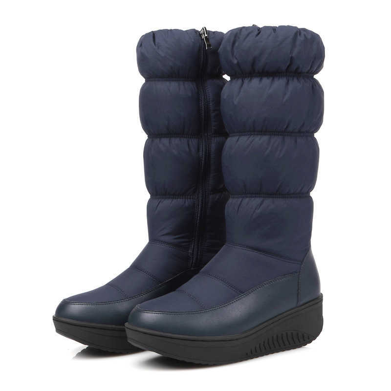 Side Zipper High Barrel Down Boots Thick Fur Snow Boots Slope Heel Casual Boots 35-44 Women's Boots 241215