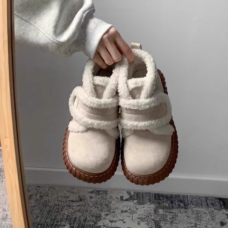 2024 winter new hot soft soled snow boots women plus cashmere warm fashion cotton boots Velcro cotton shoes two colors