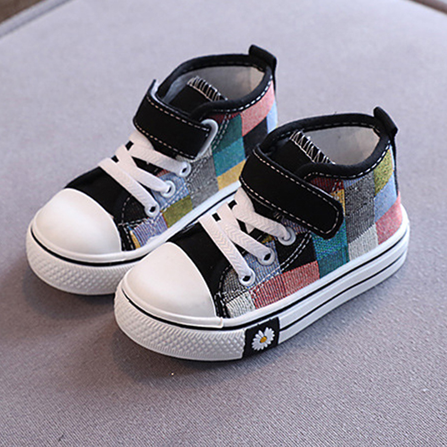 Children Canvas Shoes 2025 Spring Fashion Kids Britain Breathable Assorted Happysteps Casual Girls High-top Lattice Sneaker Sizes US 5C-1Y