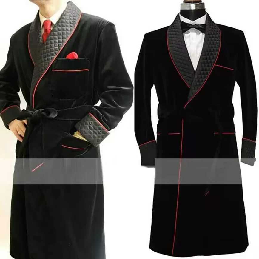Velvet Long Men Suit Smoking Jacket Costume Groom Tuxedos Shawl Lapel Wedding Terno Slim Fit Blazer Jacket Pc 2024 New Arrival W241216