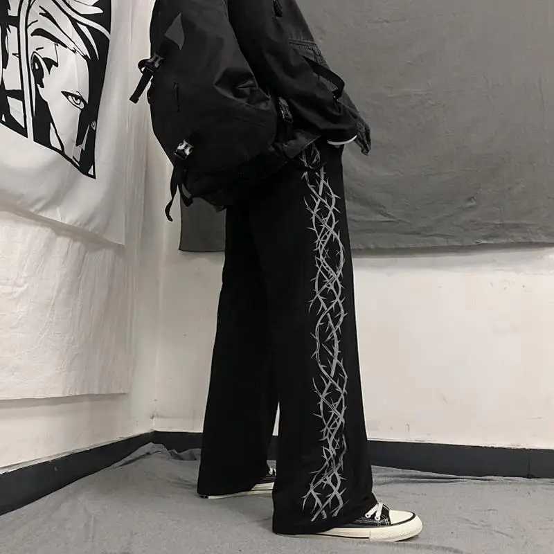 Japanese Y2k Oversize Graphic Wide Sweatpants Men Streetwear Print Casual Track Pants Male Sport Straight Trousers X250319