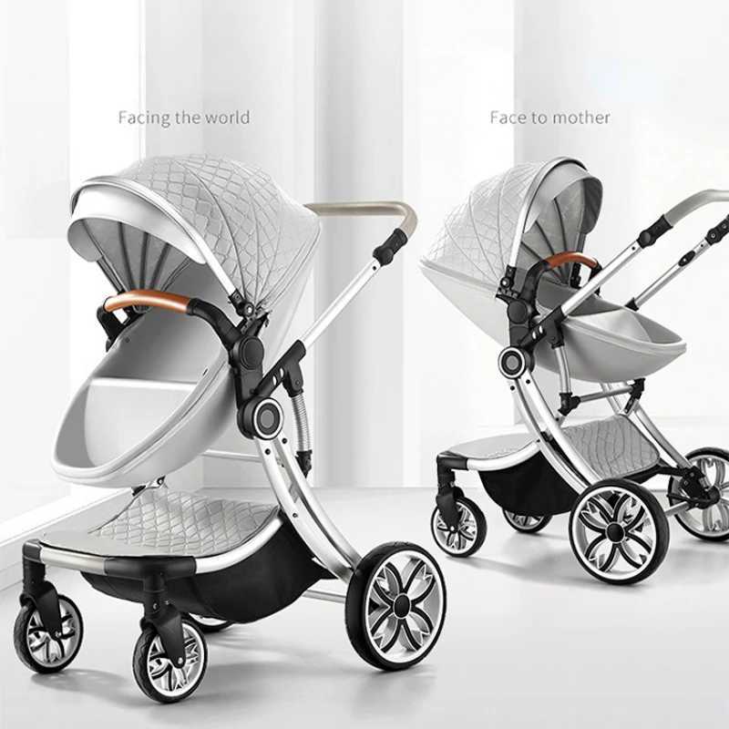 Strollers# Baby Stroller 2 in 1 Can Sit Can Lie Baby Pram High Landscape bidirectional Baby Pram Shock absorption four wheels stroller S2412166