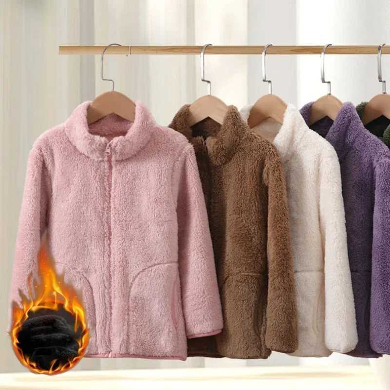 Children Plush Jacket Autumn Winter Fleece Thick Warm Outerwear Solid Casual Soft School Teen Boys Girls Coats 10 12 13 14 15 YXJ241214