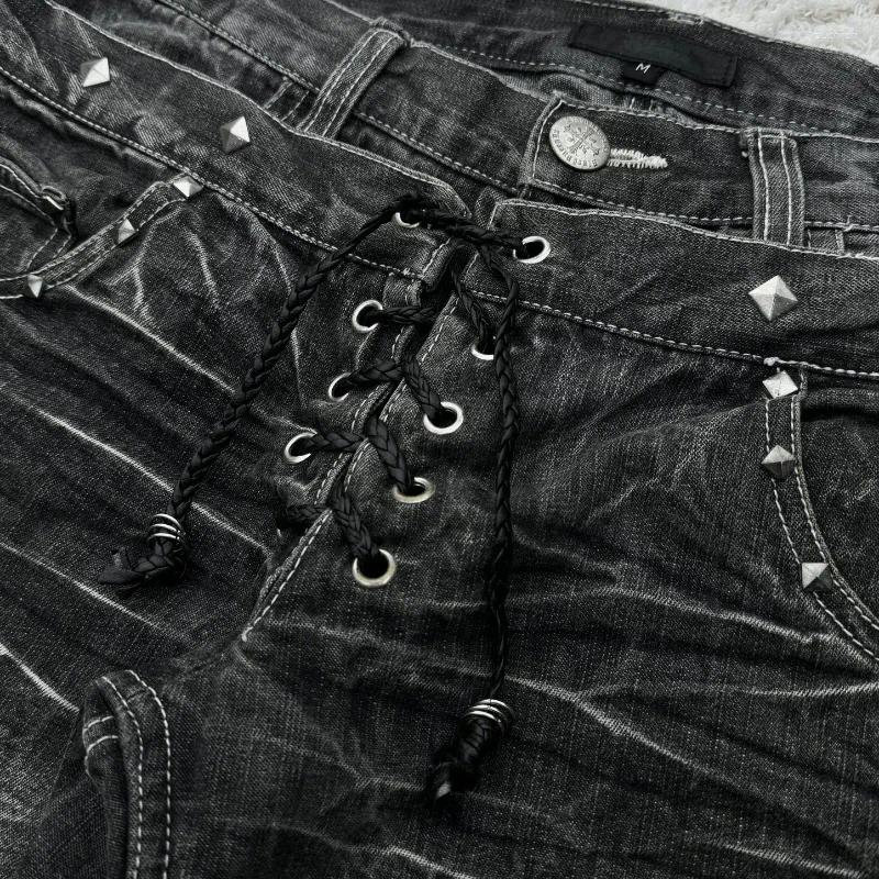 2025 S Fashion Designer Men S Jeans Vintage Gothic Double Waist Hole Washed Micro Flared Denim Pants Men Women Y K Retro Punk High Quality Design Stre