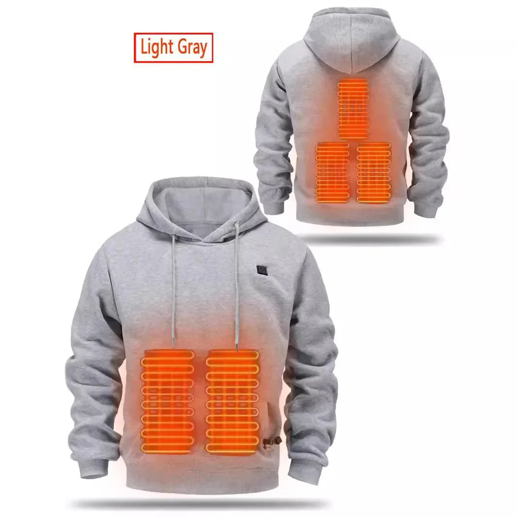 Cross border mens USB wool lined sportswear warm outdoor casual clothing electric heating hooded sportswear 241214