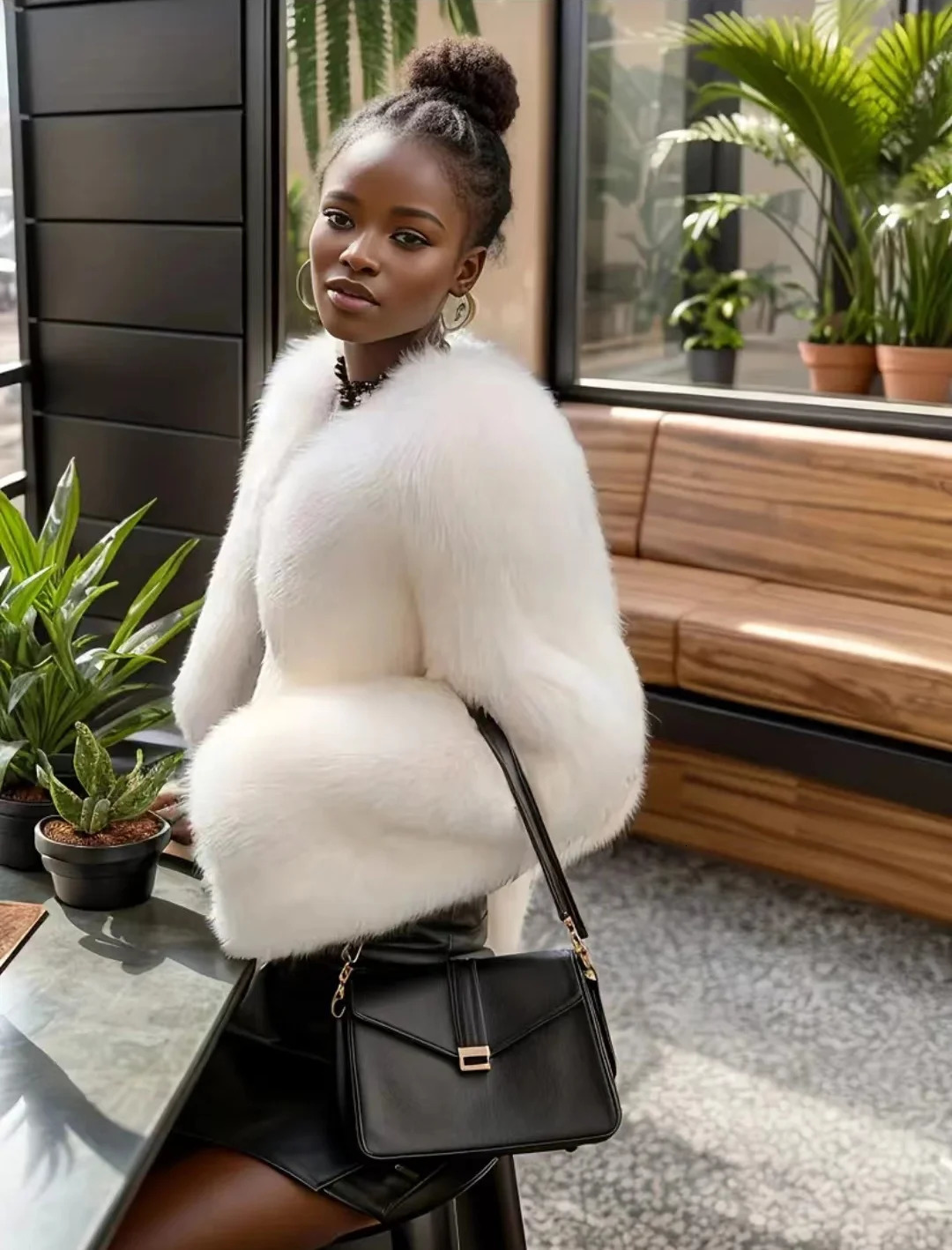 fur black style jacket coat warm classic fashion elegant 241121