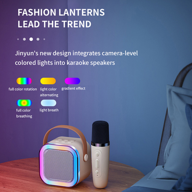 New K12 Karaoke Machine Portable Bluetooth Speaker With 1-2 Wireless Microphones HiFi Family Singing Loudspeaker Children's Gift Long Standby