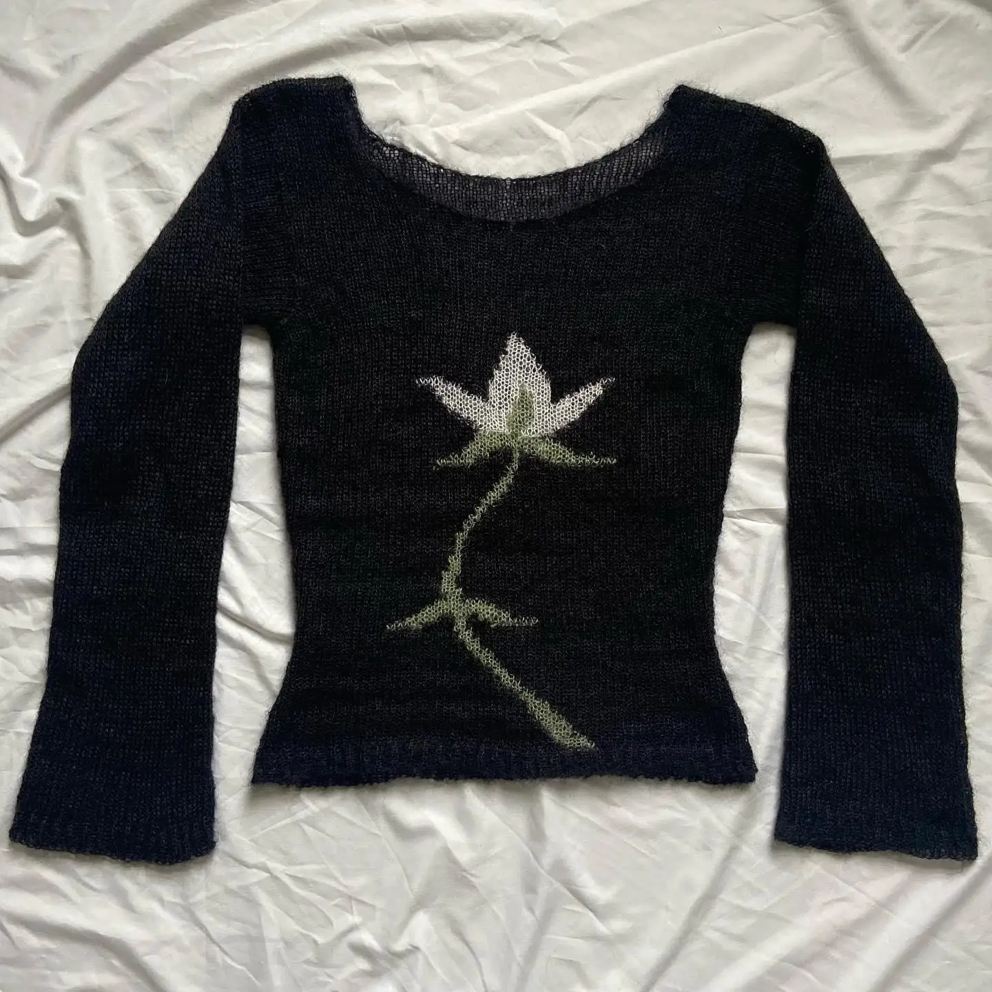 Casual 90s Harajuku womens Y2K long sleeved sweater emo knitted winter fashion top cute retro fit Pullover 241211