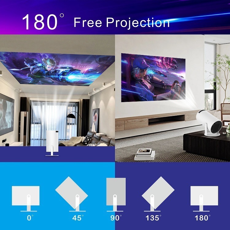 HY300Pro Projector Home 4K Portable LCD Ultra HD Living Room Wall Projection Wireless Same Screen Projector 240929