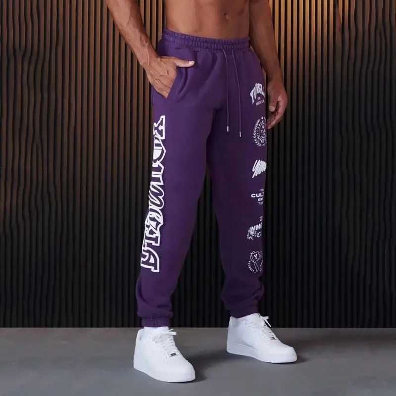 American style YA mens sports pants spring and autumn jogging fitness center cotton printed casual pants mid waist drawstring pants X241216