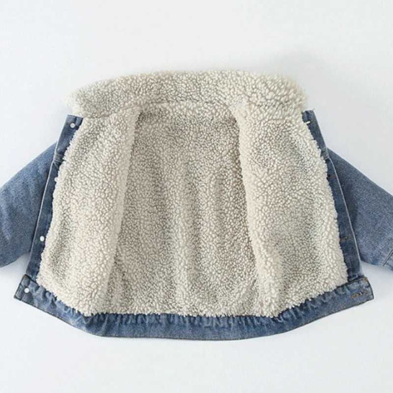 Winter Kids Fleece Denim Jacket Boys Thick Outerwear 0-7Y Young Children Casual Clothes Autumn Girl Long Sleeve Solid Coats 2023XJ241214