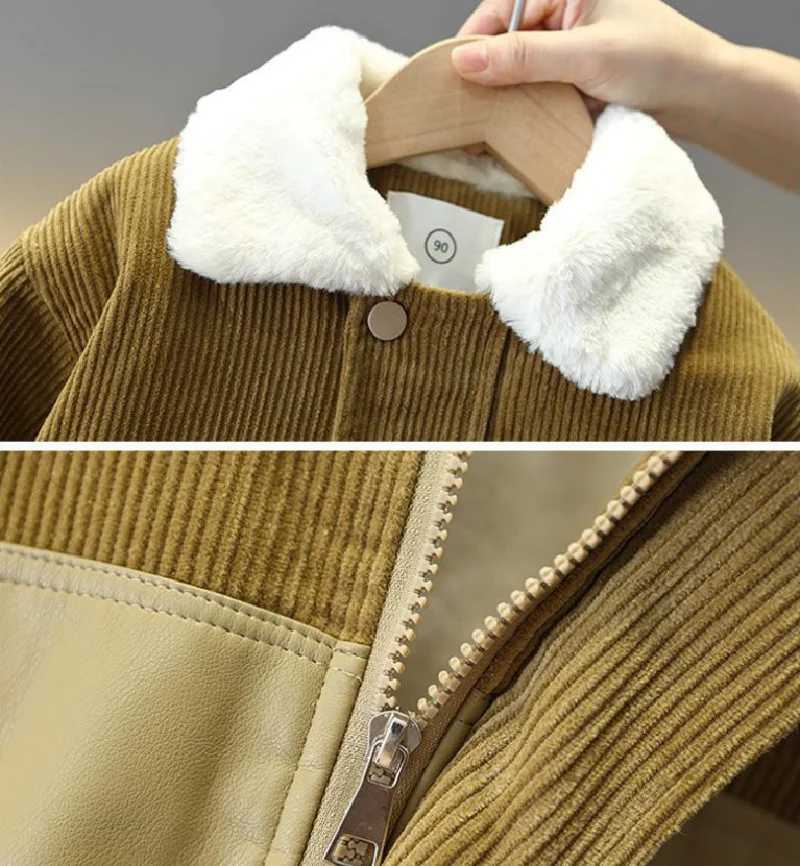 Winter Padded Corduroy Jackets Kids Thick Plus Velvet Cotton Clothes Warm Parka Cold Coats Teen Snowsuit Outerwear 2-8 YearsXJ241214