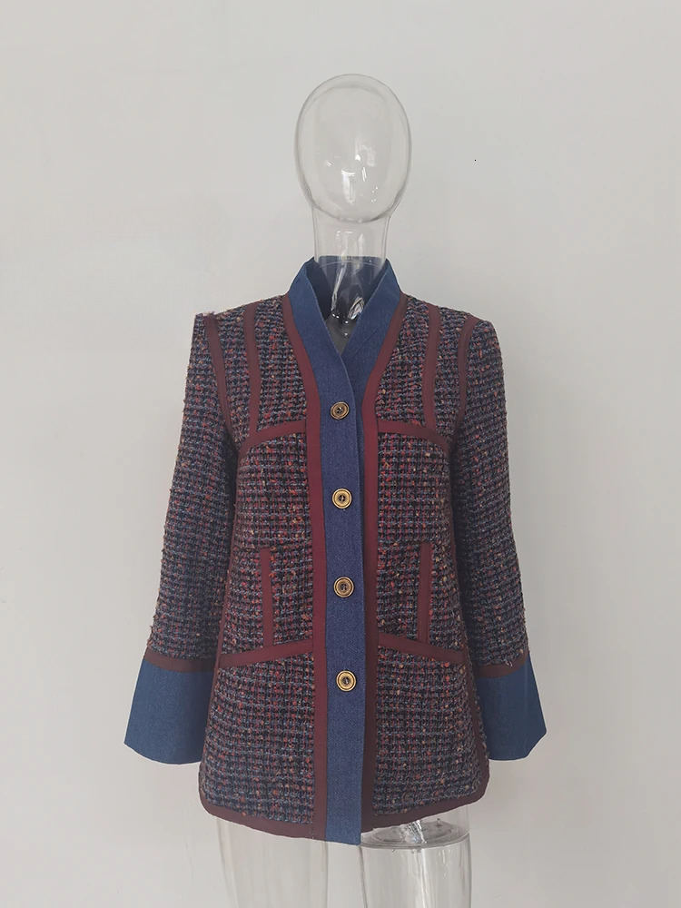 Vintage Women's Tweed V-Neck Loose All Match Jacket Vest Elegant Two-Piece Set Spring Autumn 3A9936