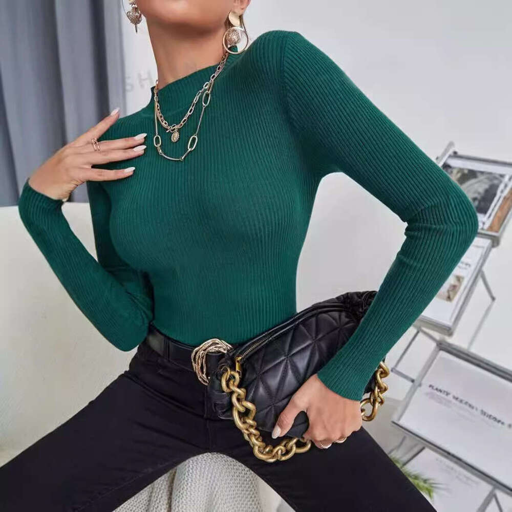 New European And American Foreign Trade Women's Half High Collar Pullover Knitted Clothes For Autumn Women