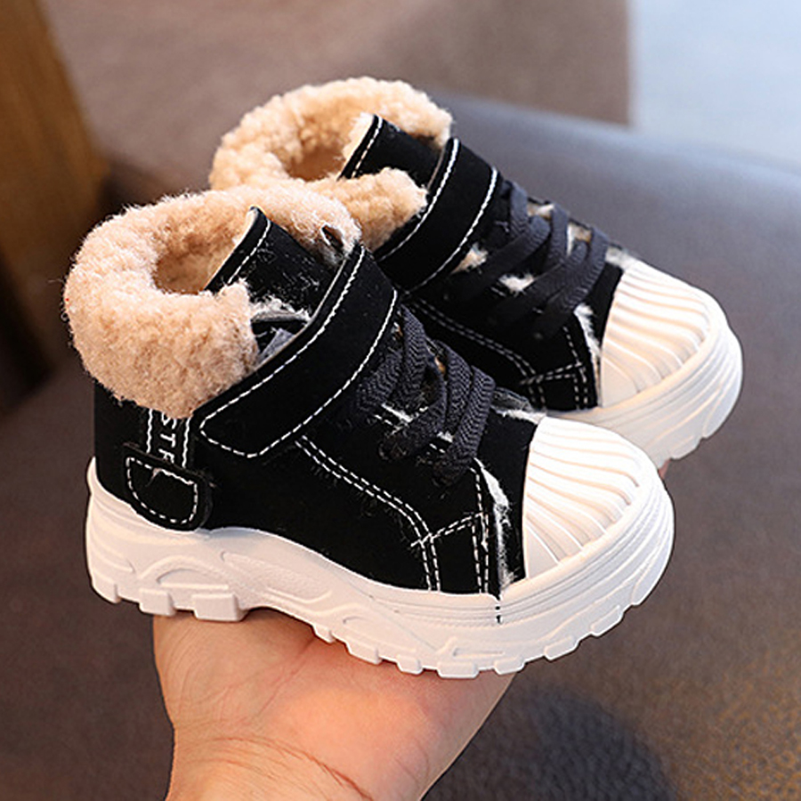 Children Warm Boots Winter New Boys Plus Thicken Velvet Cotton Shoes Happysteps Girls Waterproof Short Boots Baby Infant Cotton Boots Size US 5C-12.5C