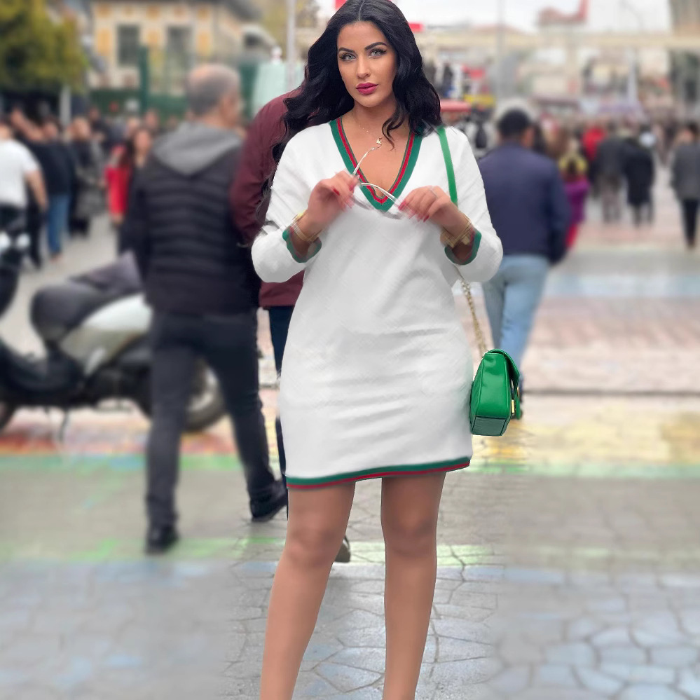 Knitting Dresses Women Sweater Woman Knits Tees Long sleeve Dress Classical O-neck Cardigan Sweaters Pullover Long Dress Skirt Club Blouse Clothing