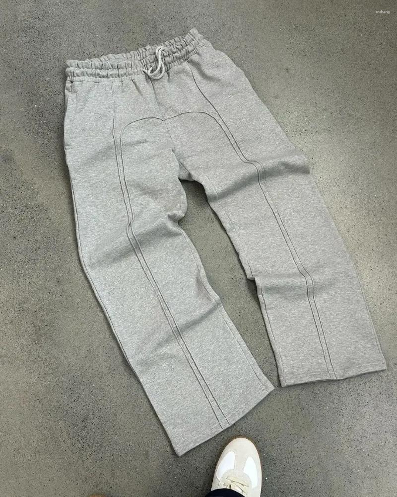 Men's Pants American Harajuku Retro Splicing Oversized Sweatpants Men Personalized Streetwear 2024 High Street Trendy Straight Casual