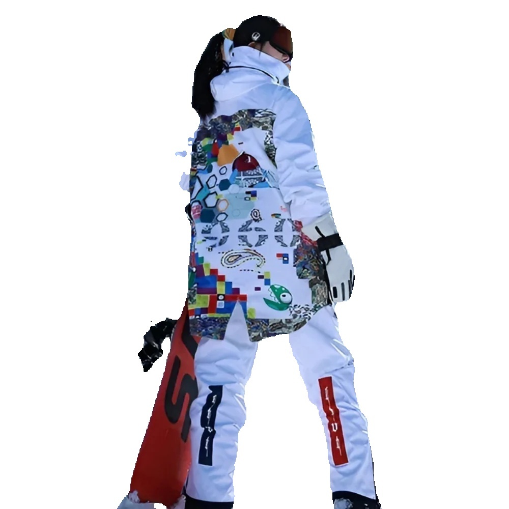 2025 Winter Skiing Suites New Snowboard Jacket Pants Set Women Warm Waterproof Tracksuit Detachable Hem Men Alpine Sport Clothes
