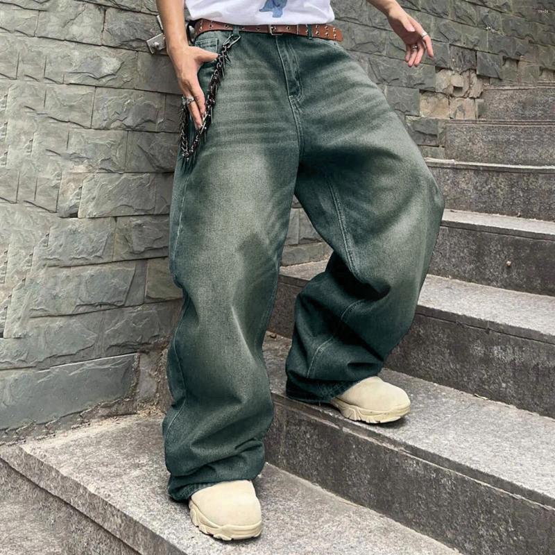 Men's Baggy Wide Leg Jeans: Hip Hop Style, Autumn/Winter Trend, Zipper Detail, Business Casual