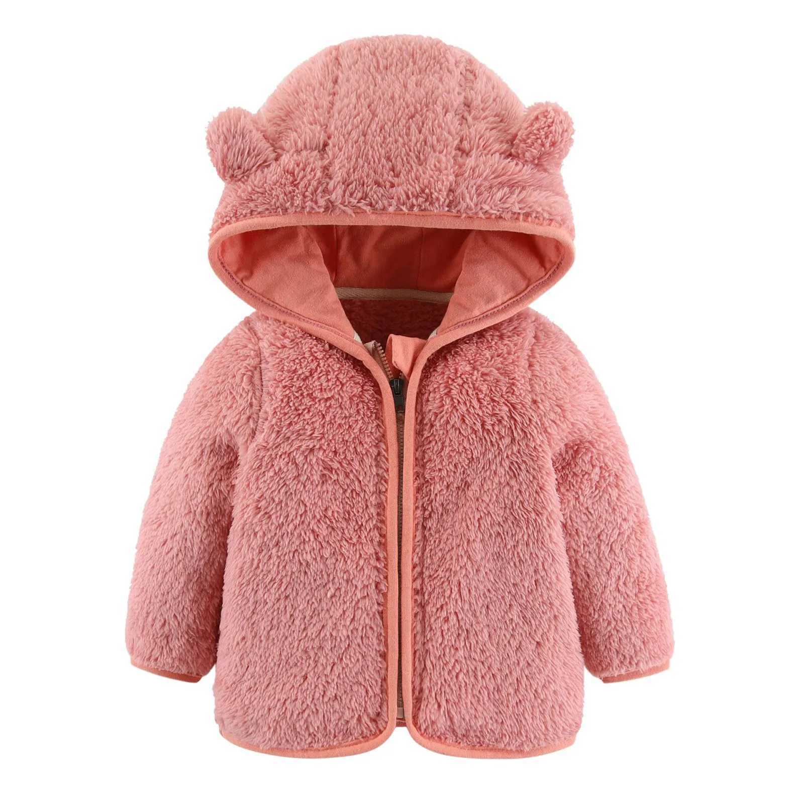 Newborn Infant Baby Girls Boys Bear Ears Hooded Outerwear Zipper Warm Fleece Winter Coat Winter Plus Size Childrens ClothingXJ241214