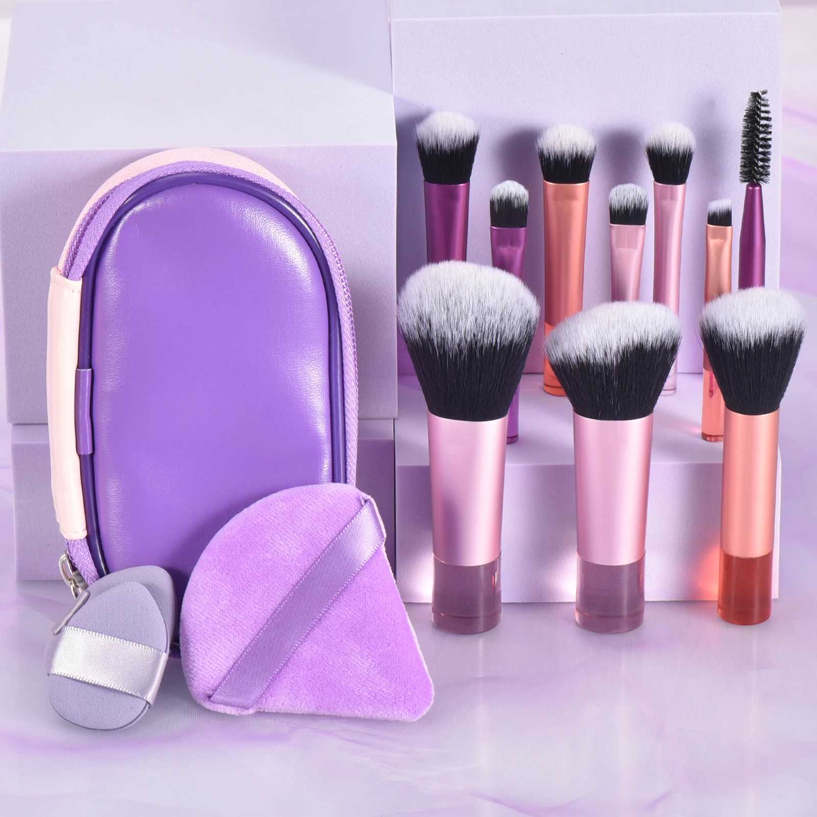 10 color Mini makeup brush Travel portable Makeup Tool Makeup Puff - Palm Brush Professional Makeup tool set Christmas gift W241216
