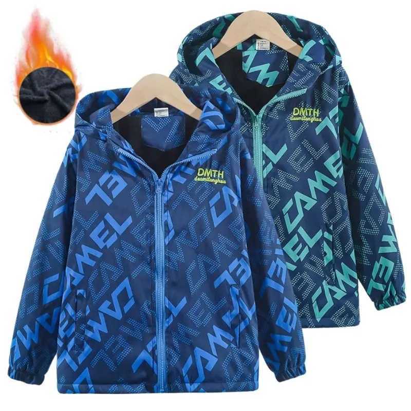 Boys Fashion Outdoor Jacket Thick Winter Waterproof Jackets For Kids Warm Clothes Autumn Boys Windbreaker Hooded CoatXJ241214