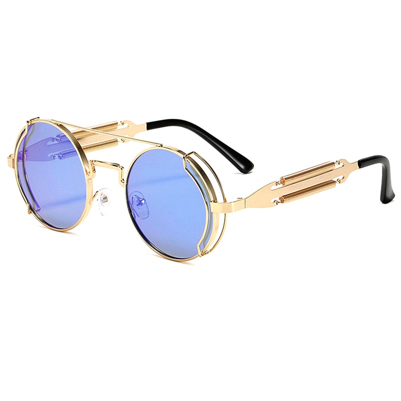 Round Steampunk Sunglasses Mens Hollow Double Spring Y2K Red the future is hopeful Frame Cyberpunk Sun Glasses Futuristic Personalized Cool IVISTA