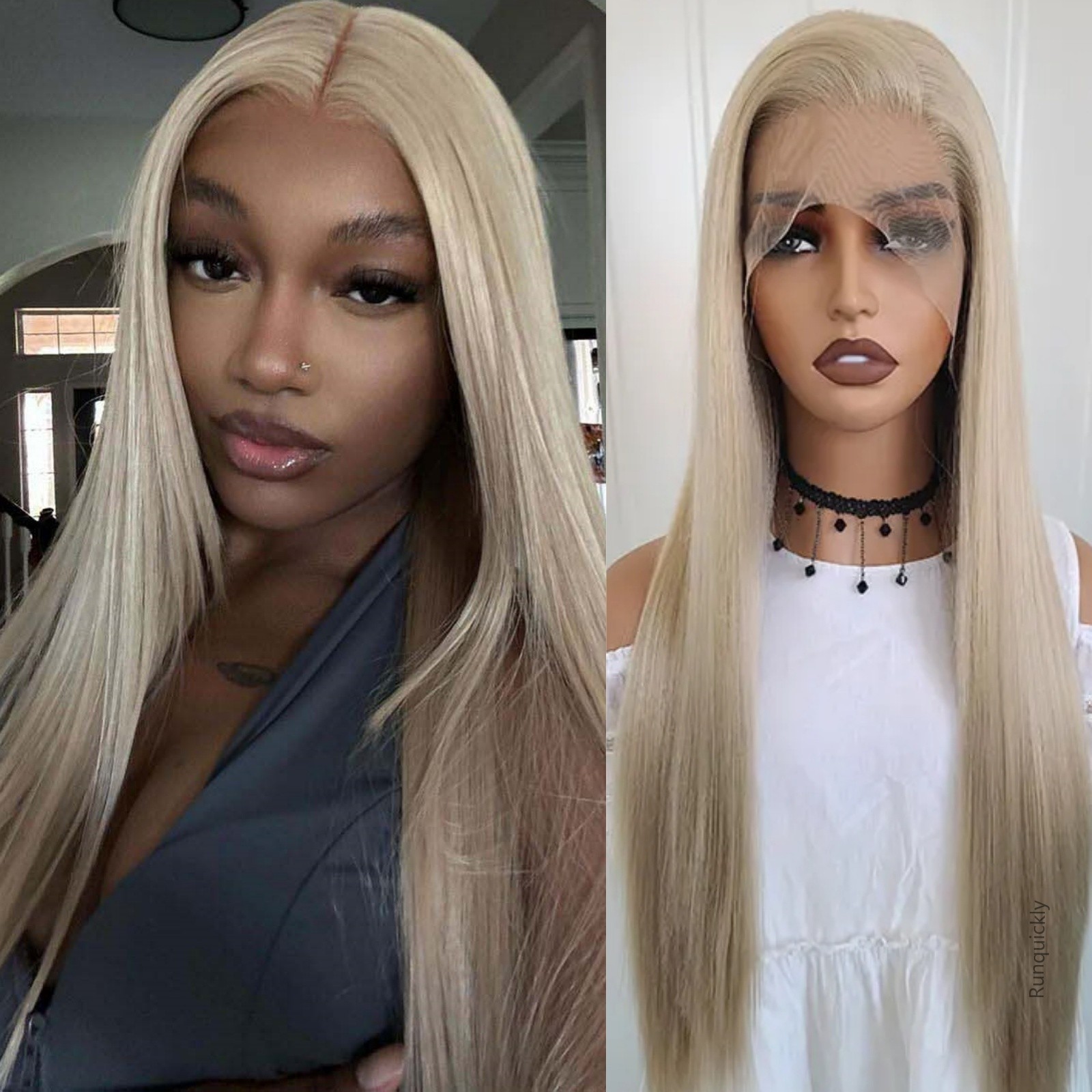 13*4 Lace Front Synthetic Wig 32inch Long Natural Straight wigs For Black Women Ombre Blonde Gold Grey heat-resistant fiber Look Like Human Hair
