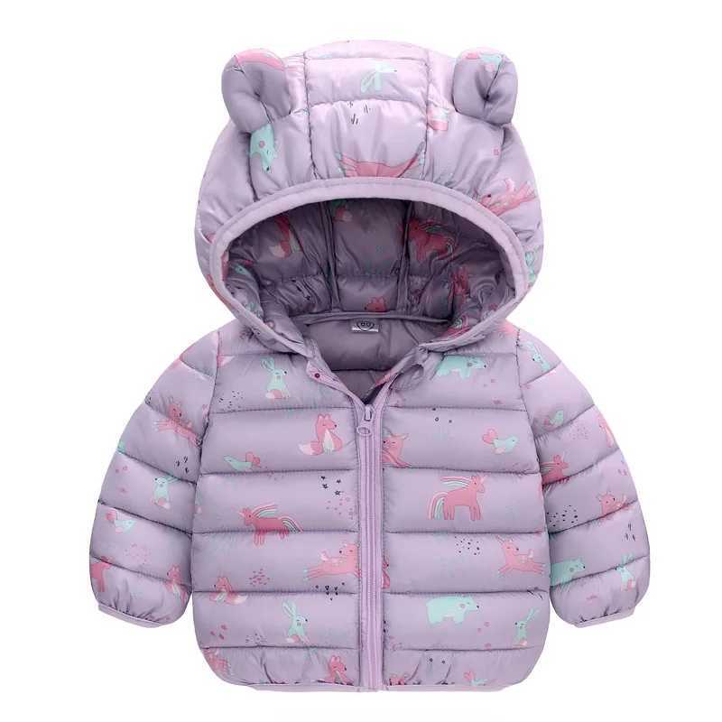 1 2 3 4 5 6 Years Baby Kids Jacket Autumn Winter Boys Full Print Dinosaur Thick Hooded Coat For Girls Warm Down OutwearXJ241214