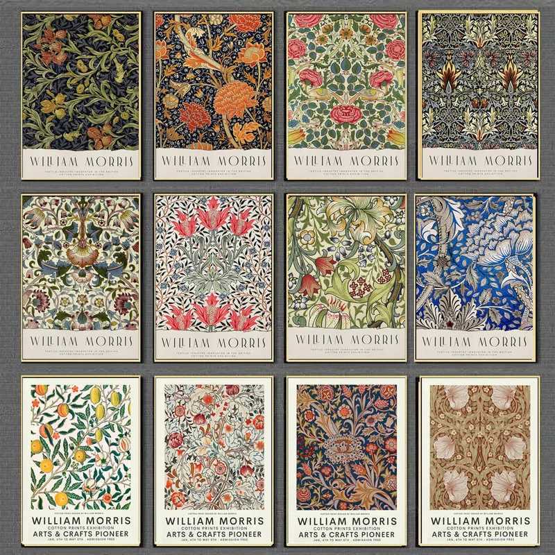 High Quality Vintage Leaf Flower William Morris Museum Canvas Paintings Nordic Posters and Prints Living Room Home Decoration Wall Art Pictures T241216