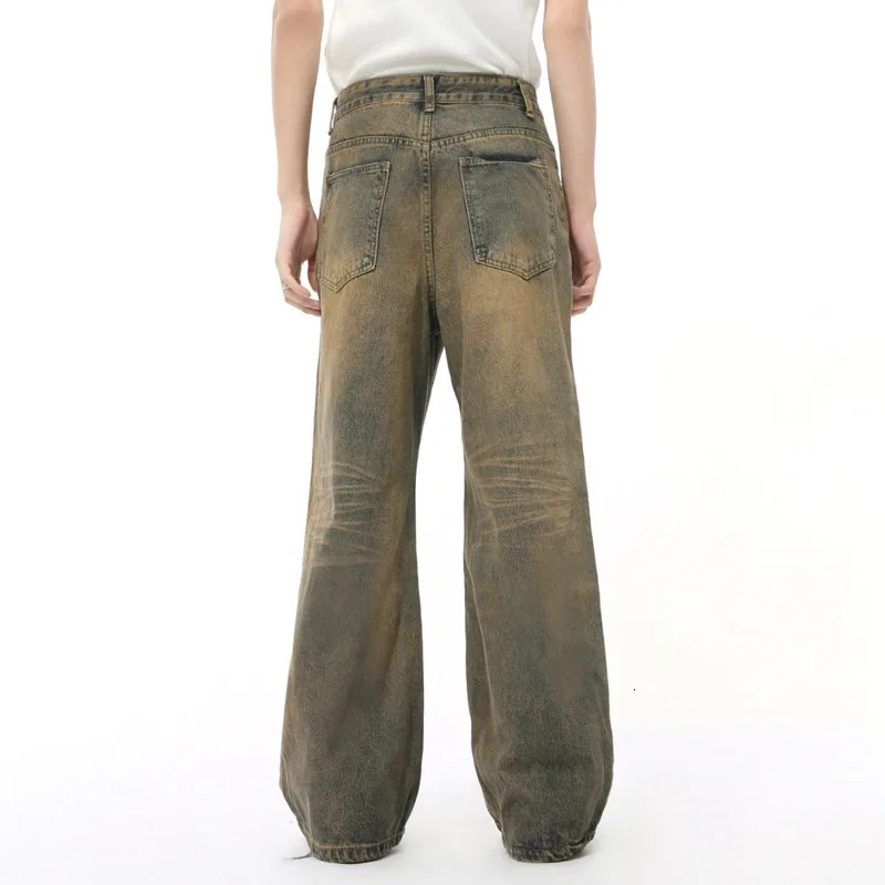 Autumn US Mens Jeans Solid Color Open Style NAVEL Pants Retro Straight Leg Wide Leg Loose Mens Jeans M7-BN-K4276 241210
