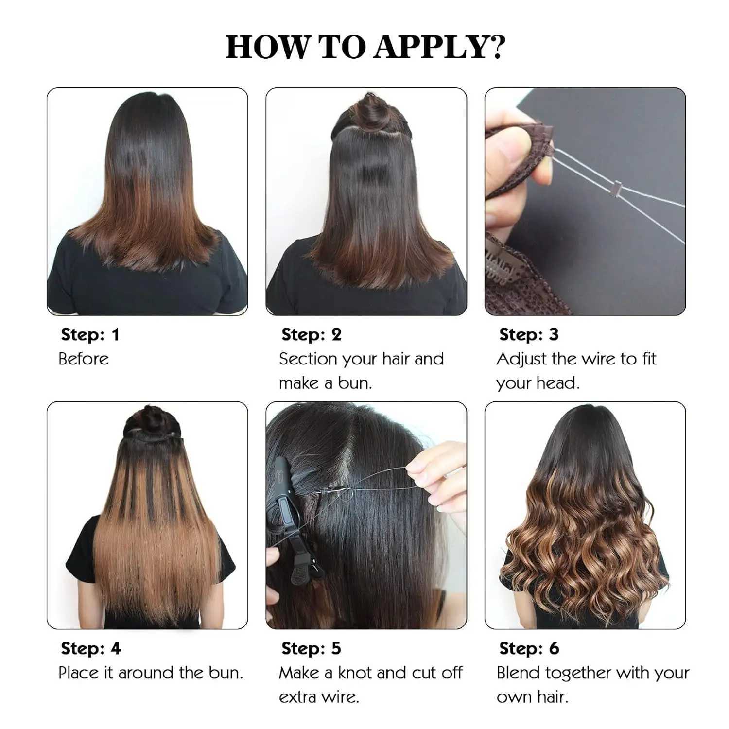 Human Hair Extensions Invisible Wire Hair Extensions Black Remy fish line hair Hairpiece with Fish LineXJ241216