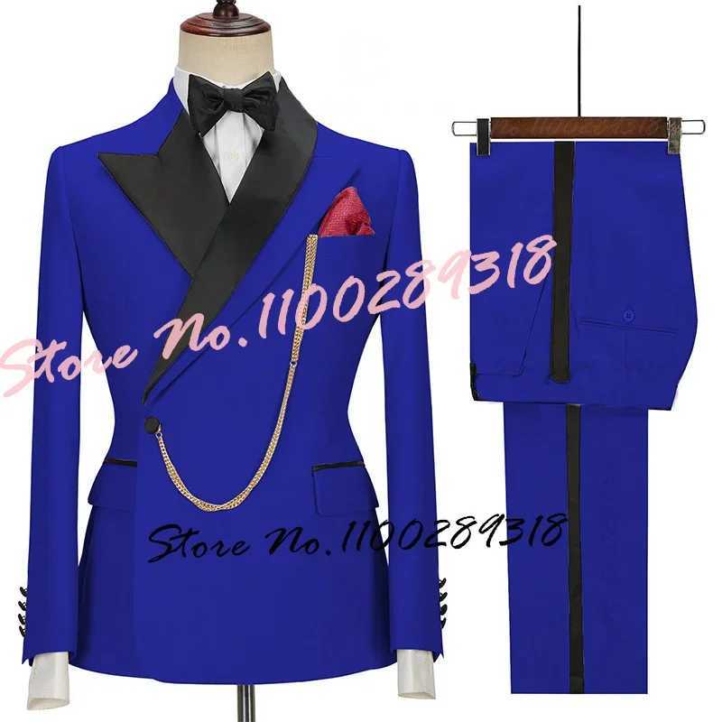 2024 Latest Designs Luxury Men Suit Set Slim fit Groomsmen Groom Wedding Dress Tuxedos Costume Homme Mariage 2PCS(Blazer+Pants) W241216