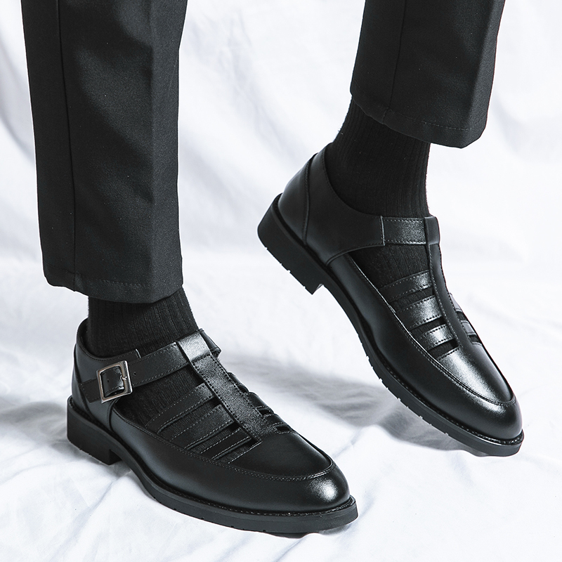 2024 Summer New Fashion Breathable Leather Garden Men's Outdoor Casual Driving Italy Style White Shoes Black