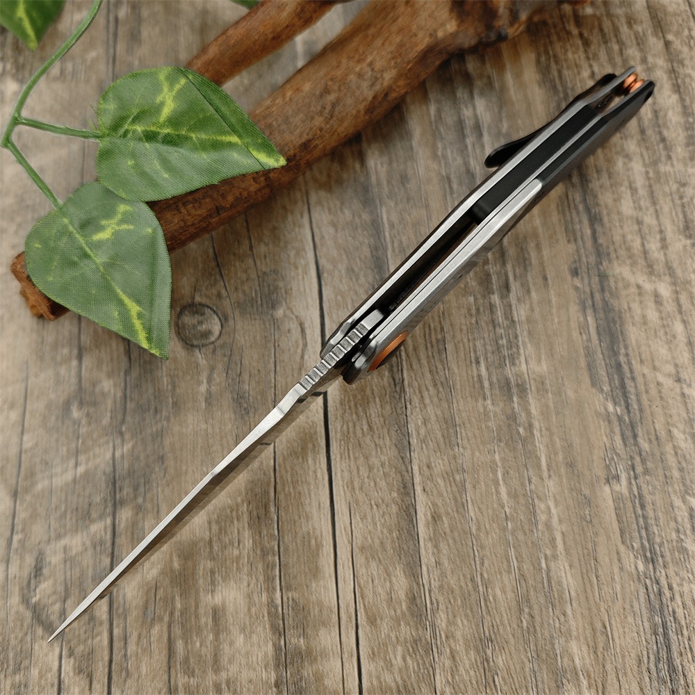 KS 2075 Payout Assisted Flipper Folding 3.5 Stonewashed D2 Clip Point Blade Black G10 with Stainless Steel Bolster Handle Outdoor Hunting Hiking Knife