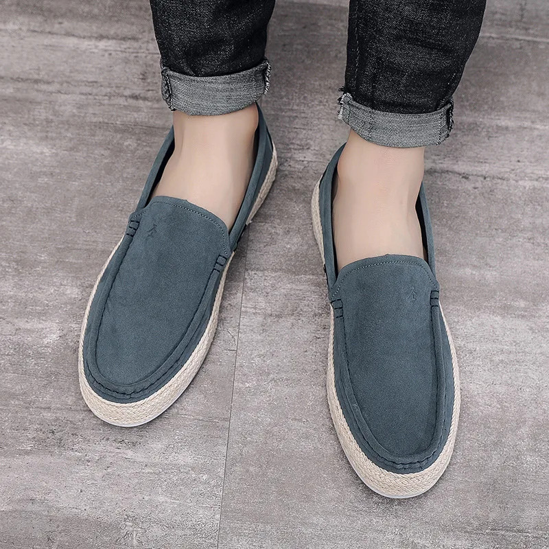 Loafers Summer Shoes Man New Fashion Canvas Footwear Soft Flat Comfy Ck Suede Leather Men Casual Vulcanized Shoe