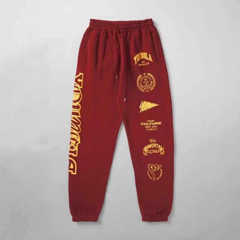 Fashionable mens sports pants gym sports and leisure pants pure cotton printed bouncing foot pants autumn and winter X241216