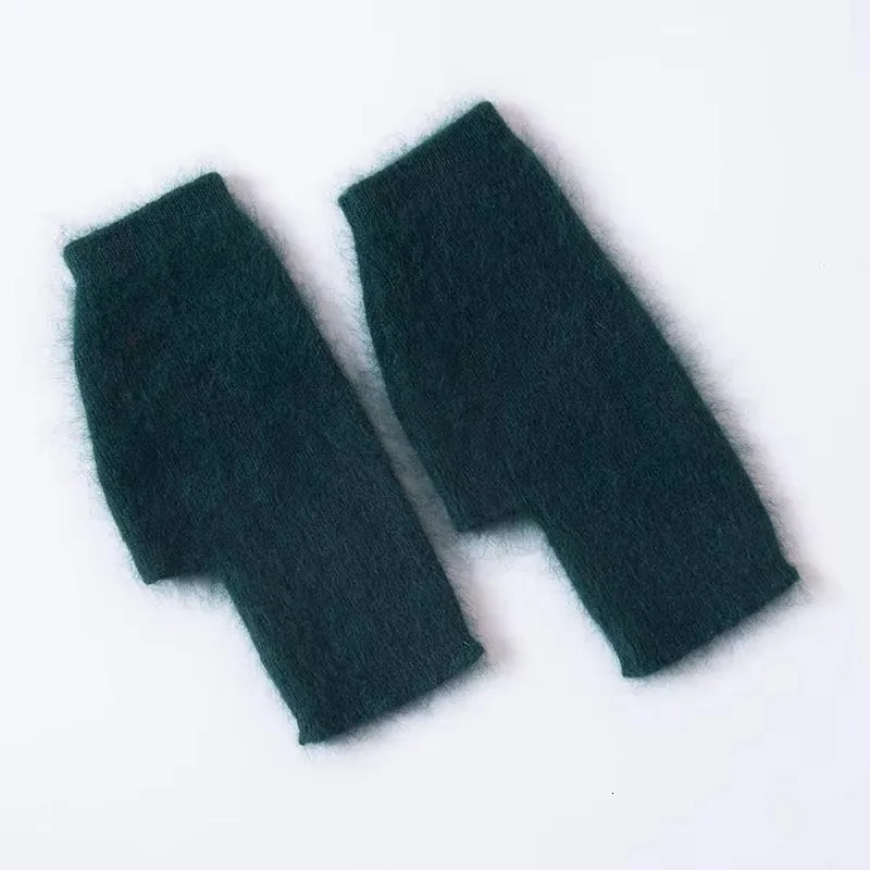 Mink cashmere autumn winter gloves without fingers raccoon wool with wrist length thumb hole Korean womens cute 241212
