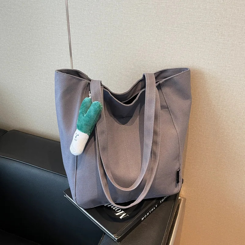 New Canvas Women leisure s Large Capacity Fashionable Multi functional Simple Shoulder trend Texture Commuter Designer Handbag Trendy Shoulder Bag