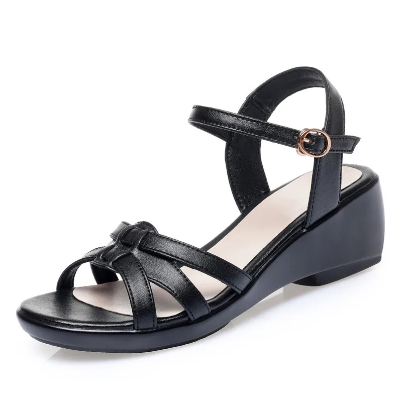 AIYUQI Women's Sandals Wedge Large Size Summer Non-slip Women's Roman Sandals Fish Mouth Mother Sandals Ladies