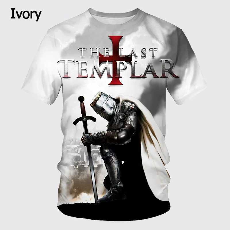 New Arrival Knights Templar Print 3d T-shirt Female Personality Sacred Cross Pattern Tshirt Mens Casual Outdoor Breathable Tops W241216