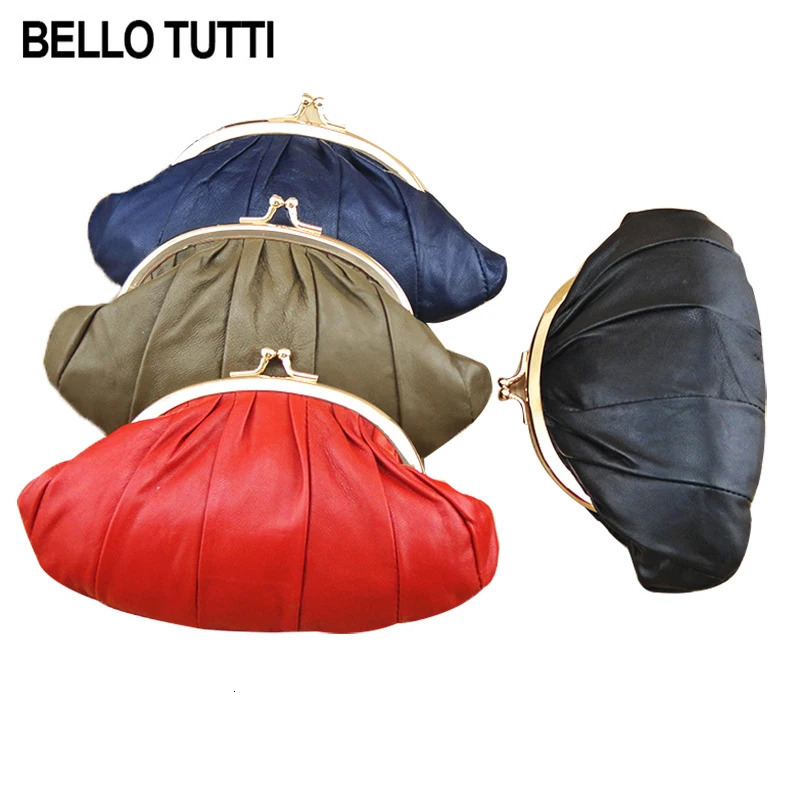 BELLO TUTTI Original Mini Coin Wallet Key Wallet Womens Card ID Bracket Wallet Mens Metal Buckle Leather Sheepskin Bag 241212