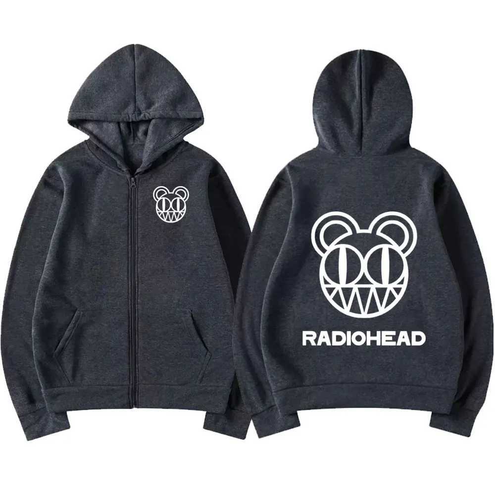Rock band Radiohead Zipper Hoodie Mens Fashion Retro Zipper Sweatshirt Punk Hip Hop Super Dalian Hoodie Jacket Coat X241216