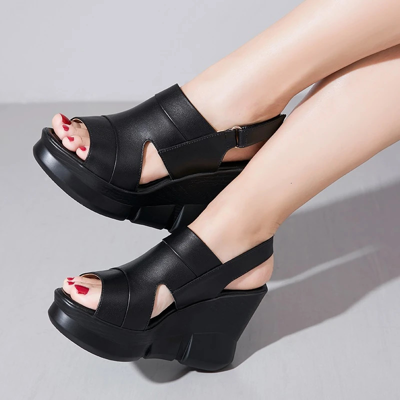 11cm High Heel Sandals for Women 2024 Summer Platform Fashion Footwear Ladies Shoes Large Size Wedges Zapatos Mujer 241213