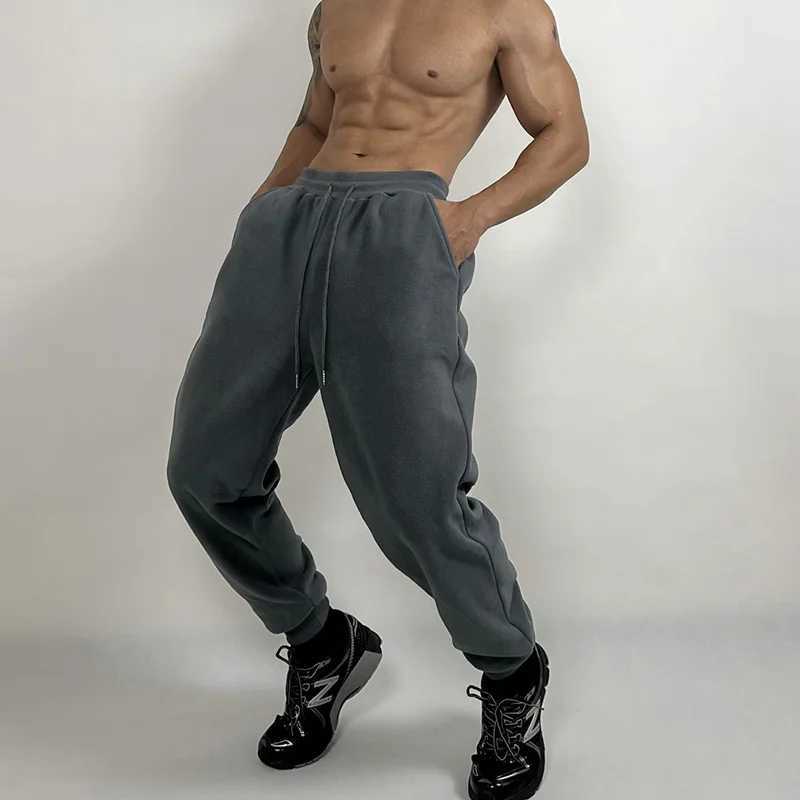 Mens pants Fitness corset pants mens loose drawstring basketball running training sweatpants plus fleece sports long pants X241216