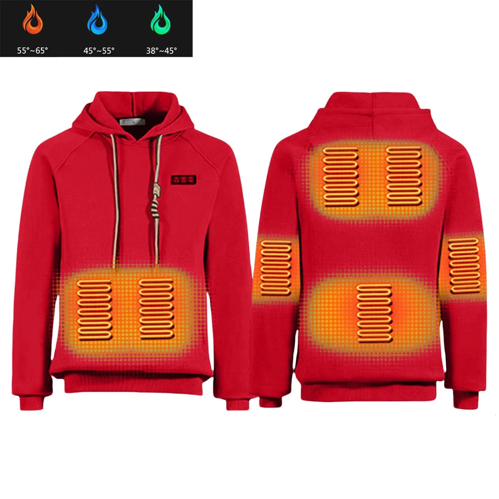 Mens smart USB hoodie winter adjustable sports shirt solid color outdoor skiing warm puller suitable for unisex models 241214