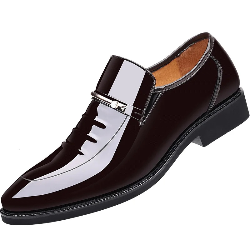 Patent Leather Business Casual Pointed Toe Slip On Loafers Men Party Wedding Plus Size Shoes